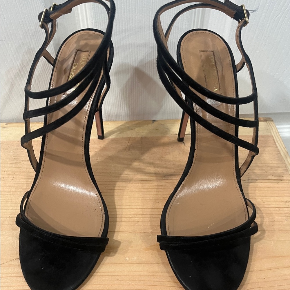 Aquazzura Black Strappy Heels